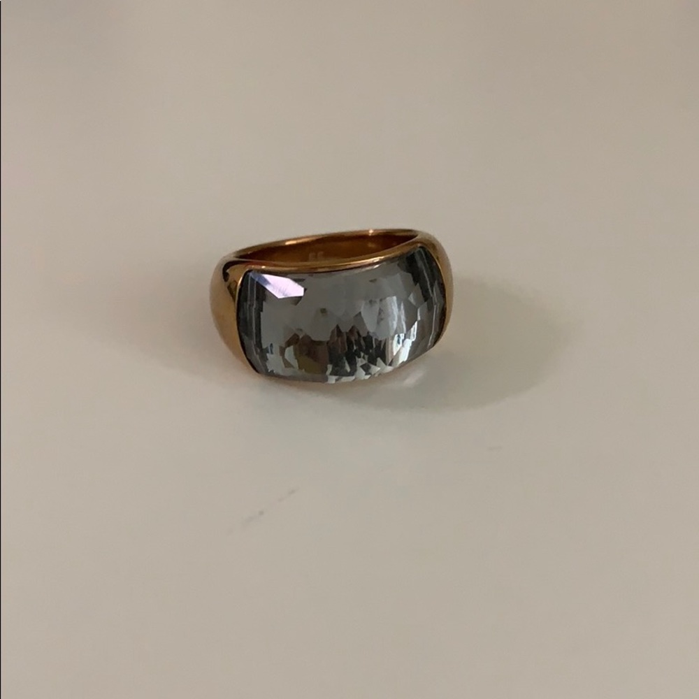 Swarovski Gold Blue Gemstone Dome Ring